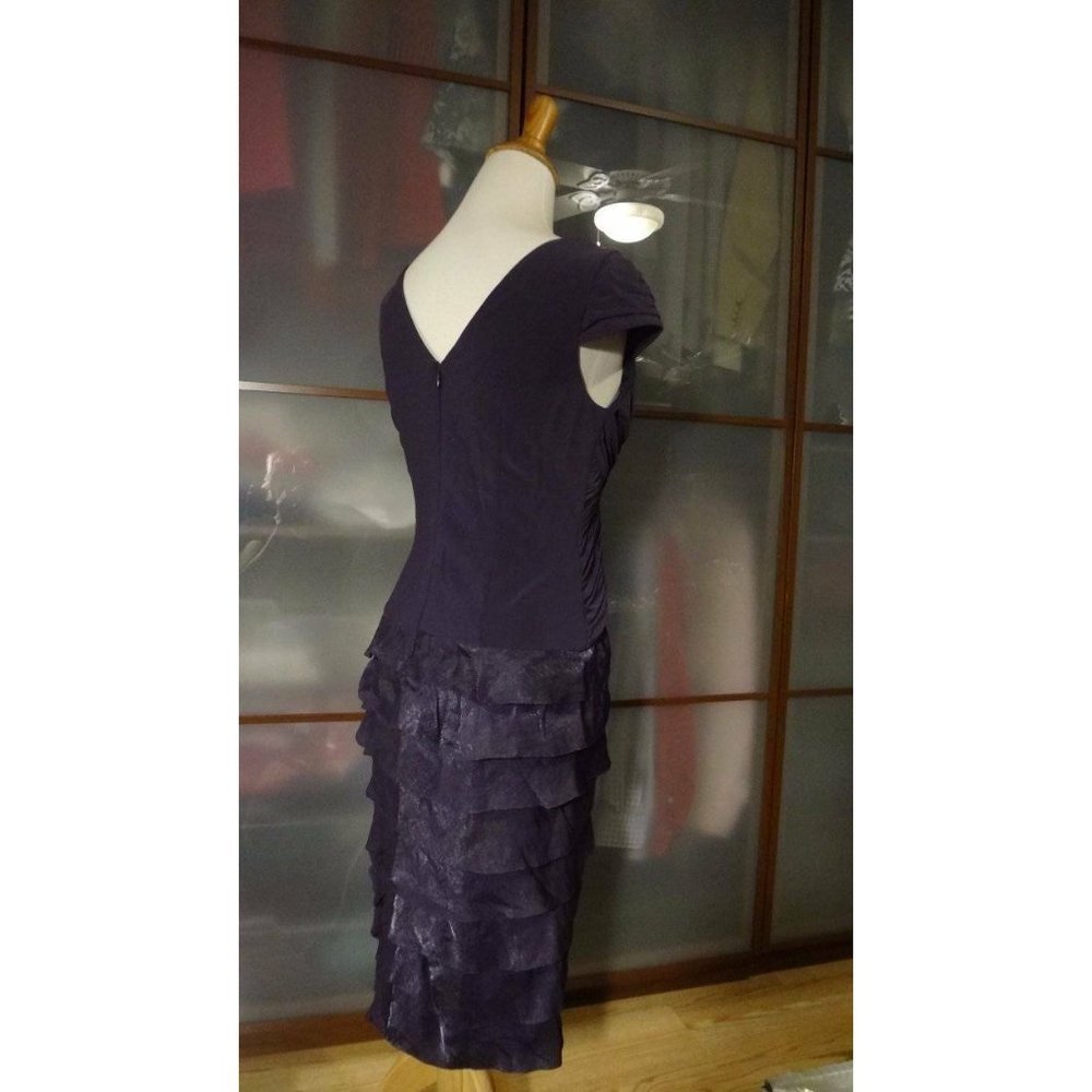 Adrianna Papell Purple Jersey Taffeta Shutter Pleat Dress 8 NEW - Picture 9 of 10